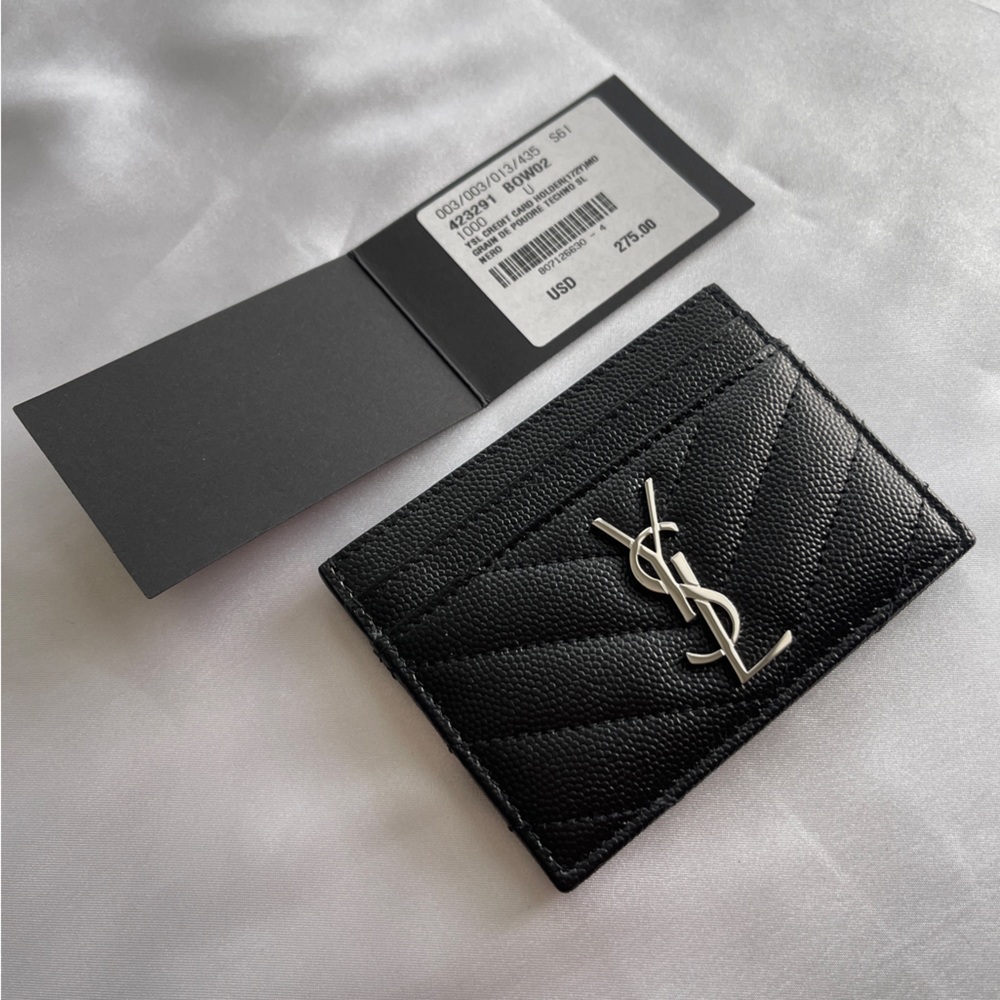 YSL SAINT LAURENT Cassandre Matelasse Card Case Grain De Poudre Embossed Leather